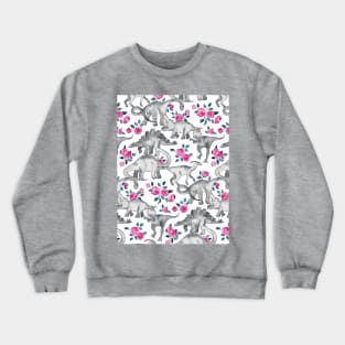 Dinosaurs and Roses – white Crewneck Sweatshirt